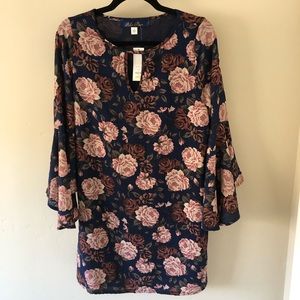 Blue Rain | Blue And Pink Floral Dress